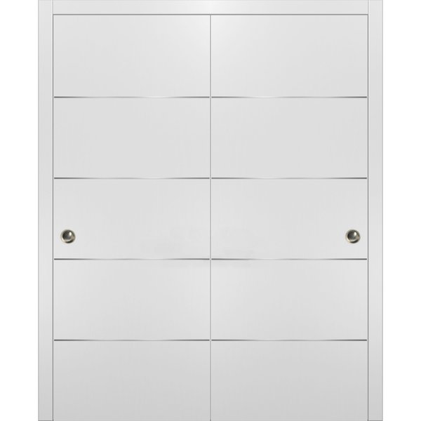 Sartodoors Closet Bypass Interior Door, 48" x 84", White PLANUM20DBD-BEM-3684